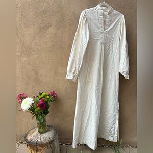 Vintage Cream White Dress, Handmade 100% Cotton